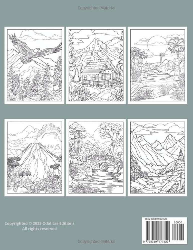 Easy landscape coloring book for adults large print nature scenes coloring pages for relaxation editions odalitas books