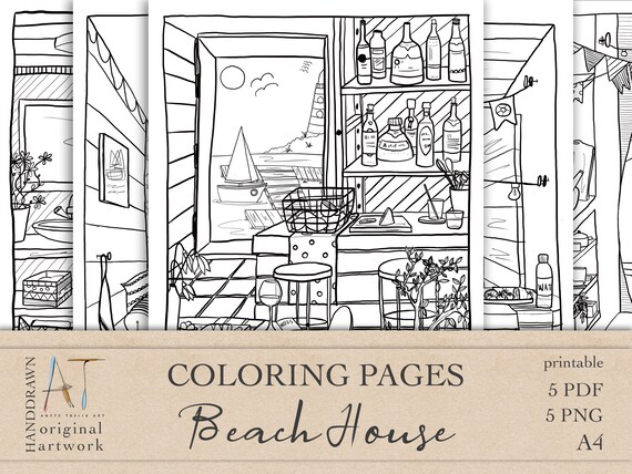 Bundle of only for adults coloring pages beach house coloring sheets pdf printable coloring pages procreate coloring pages png