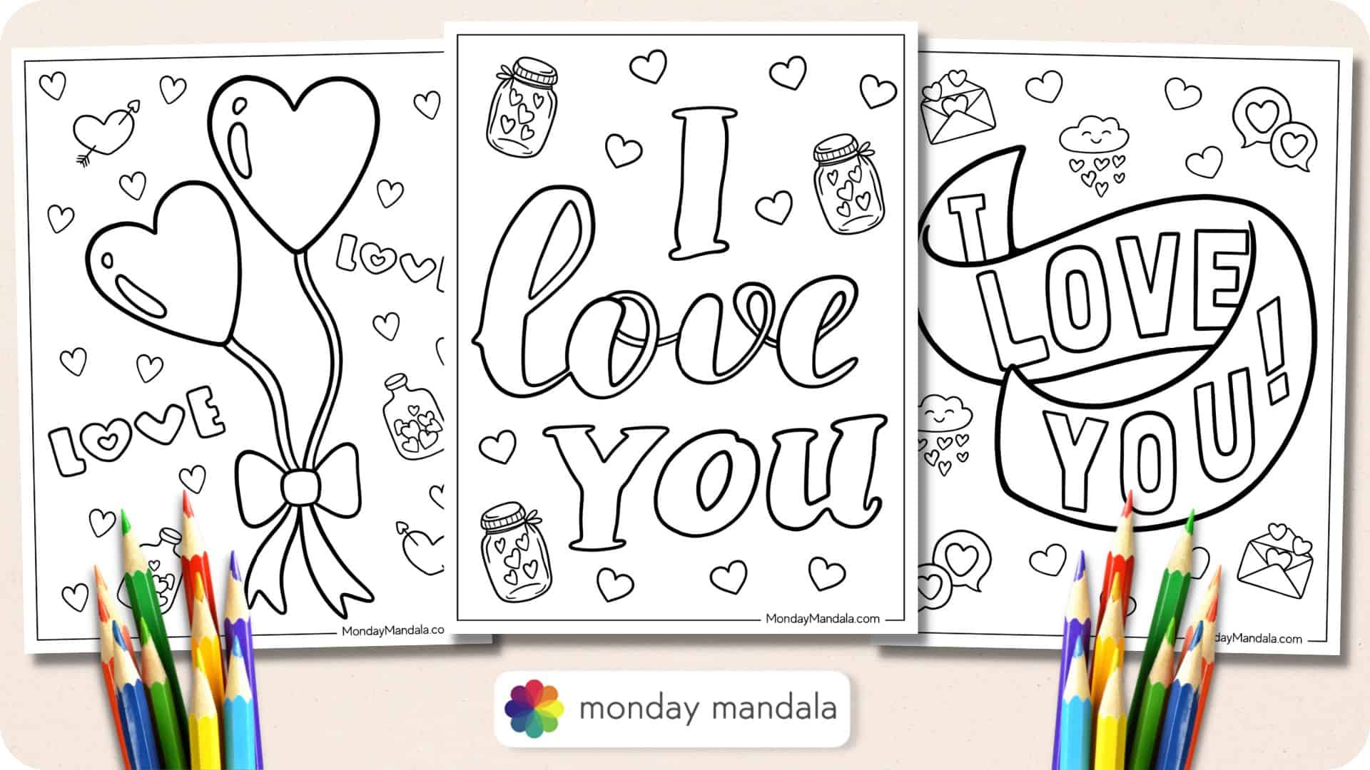 I love you coloring pages free pdf printables