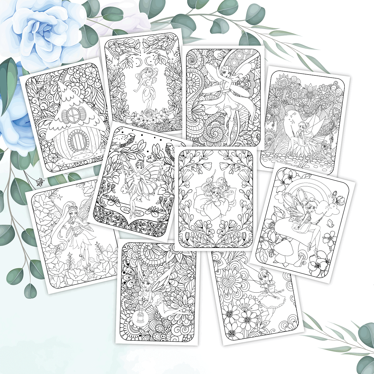 Free adult fairy coloring pages printable