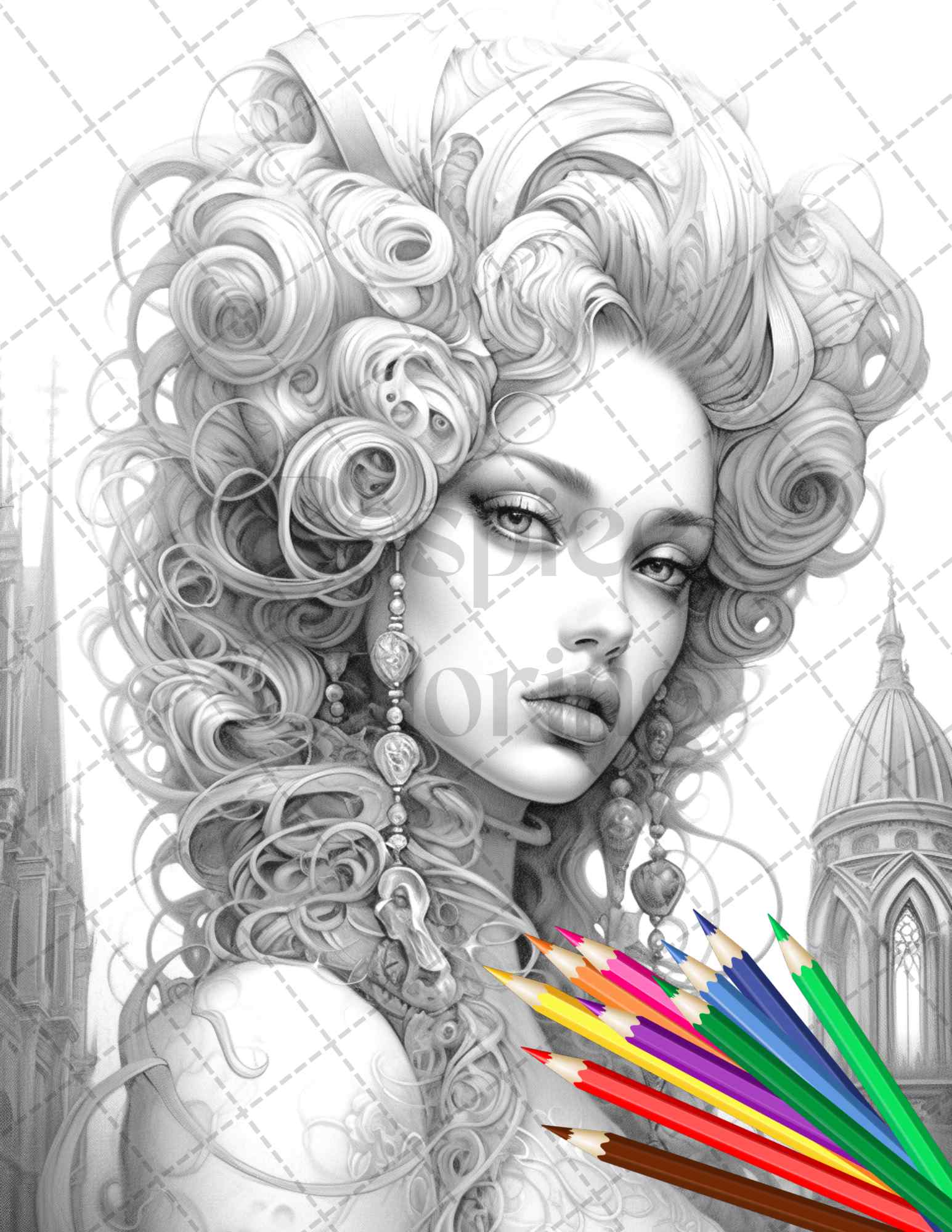 Beautiful gothic girls grayscale coloring pages printable for adult â coloring