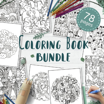 Coloring book bundle printable coloring pages pdf for adults and kids