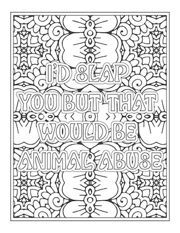 Premium vector swear word quotes coloring pages for coloring book