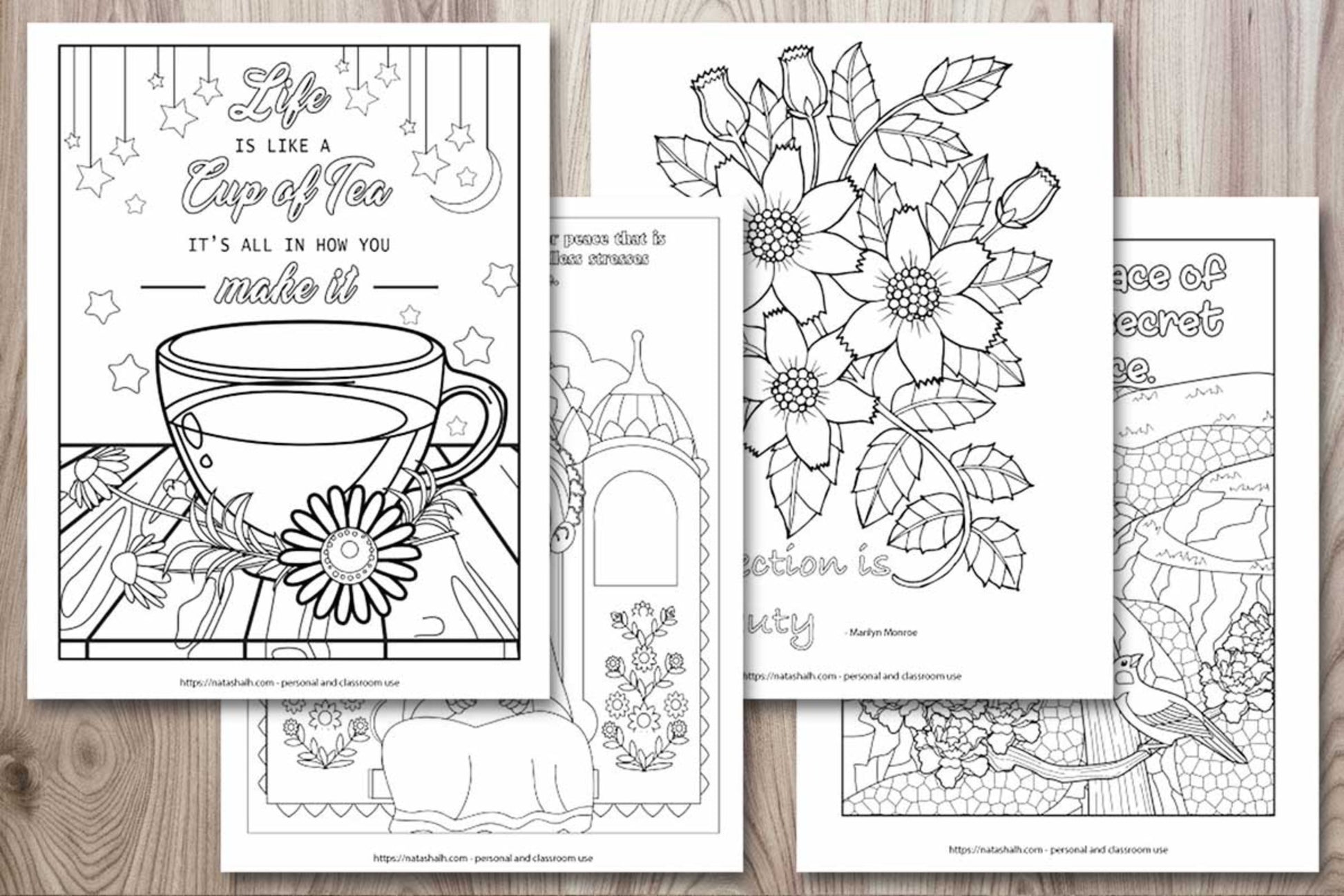 Inspirational quote coloring pages