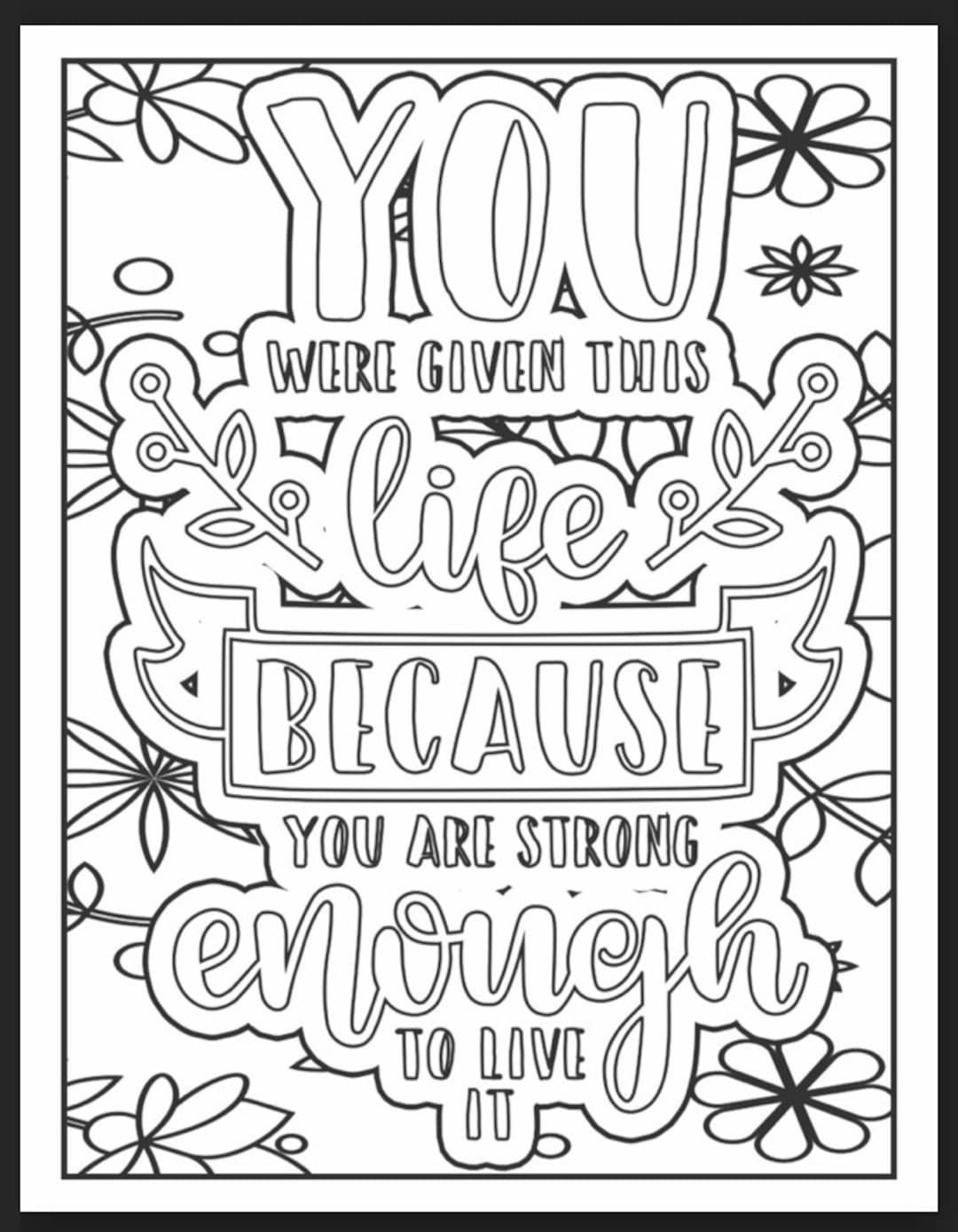 Motivational good mood quotes coloring pages for adults