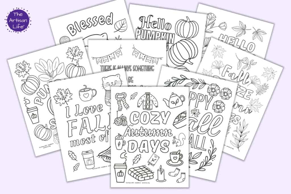 Free printable fall quote coloring pages for adults