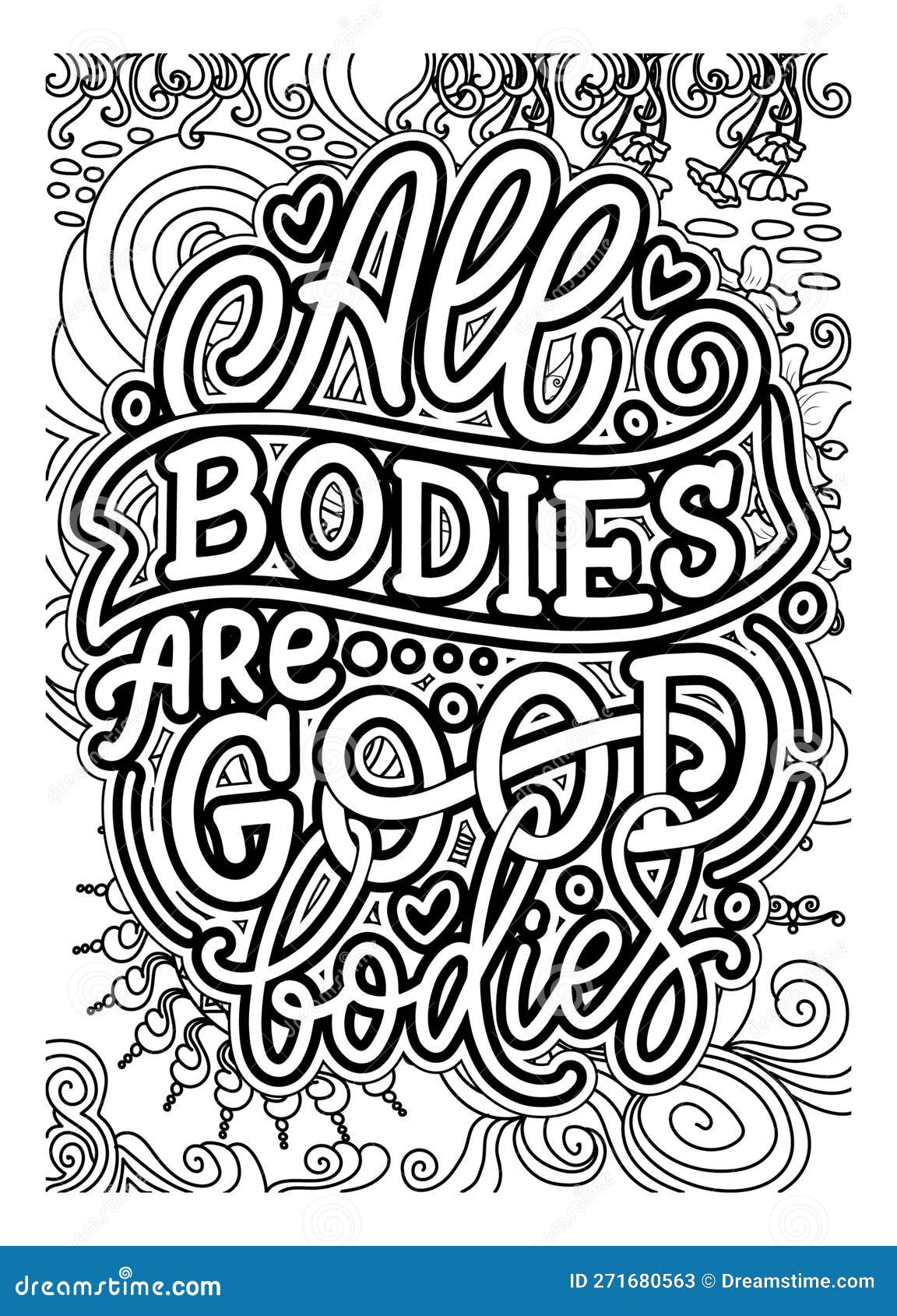 Inspirational quote coloring pages for adults motivational quotes coloring page stock illustration