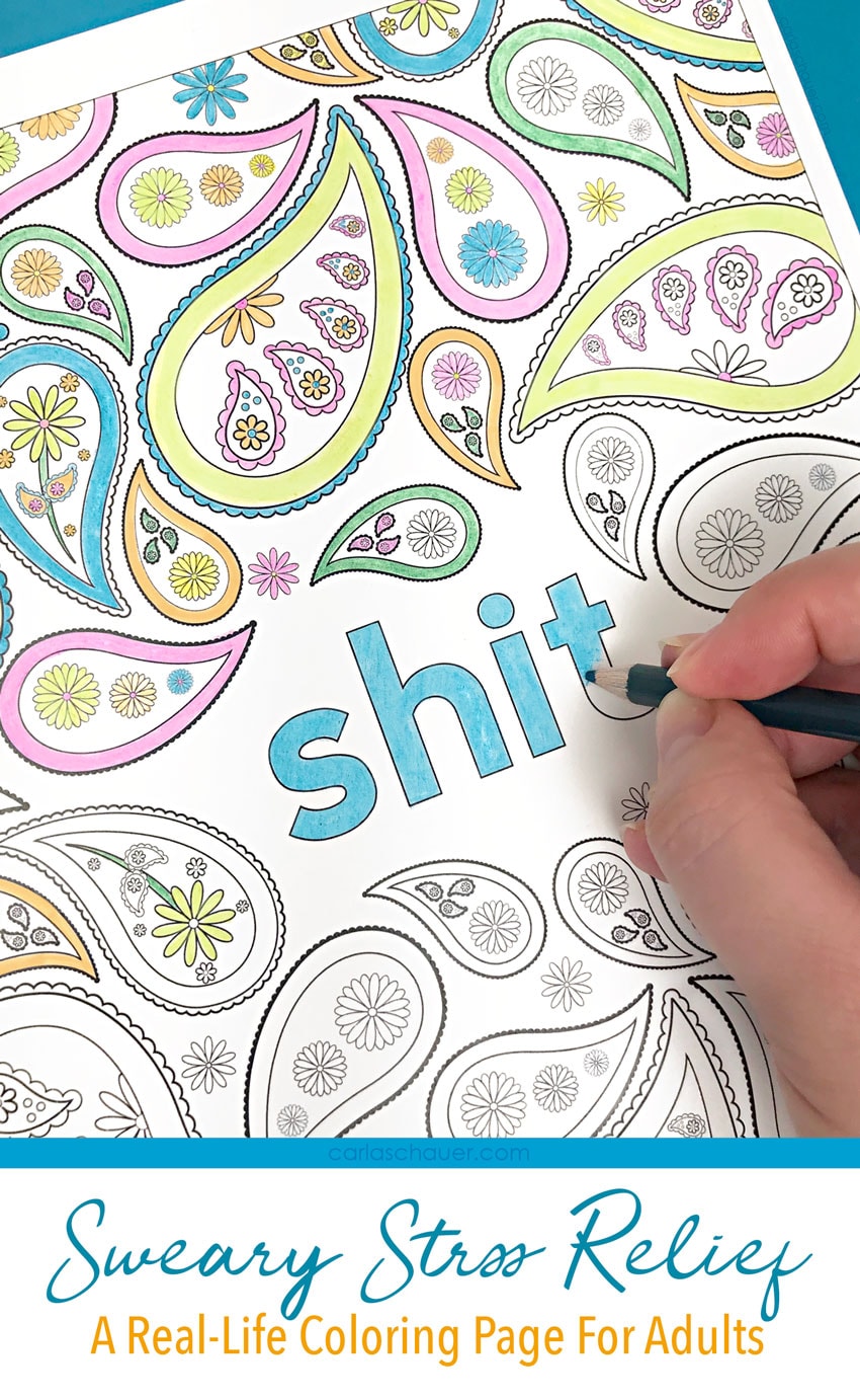 Sweary cuss word coloring page for adults