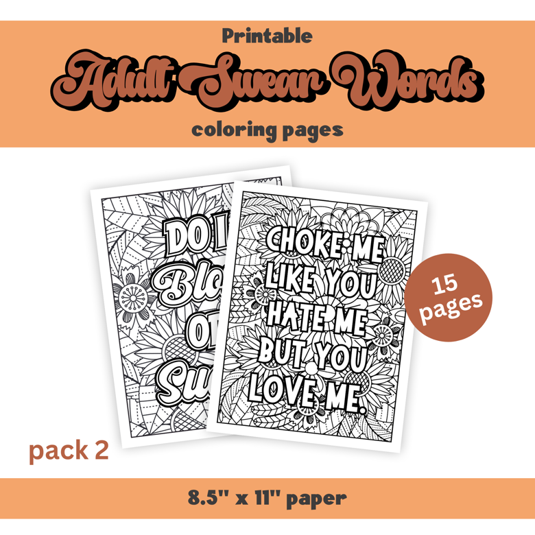 Swear word coloring book pages motivational for women gift for her letter size a pack