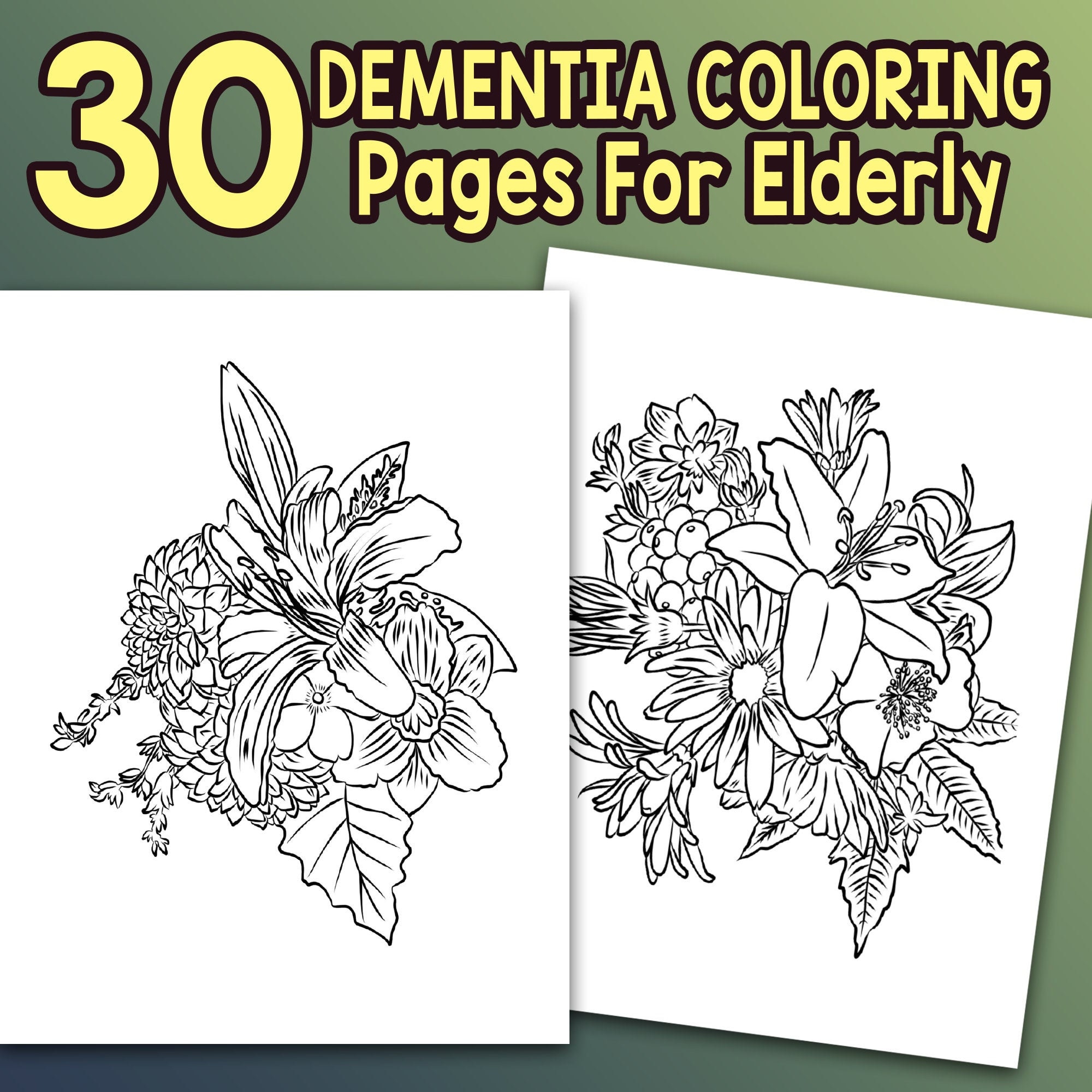 Best value dementia coloring books for elderly instant download large print pages cognitive activity for seniors w spring garden more