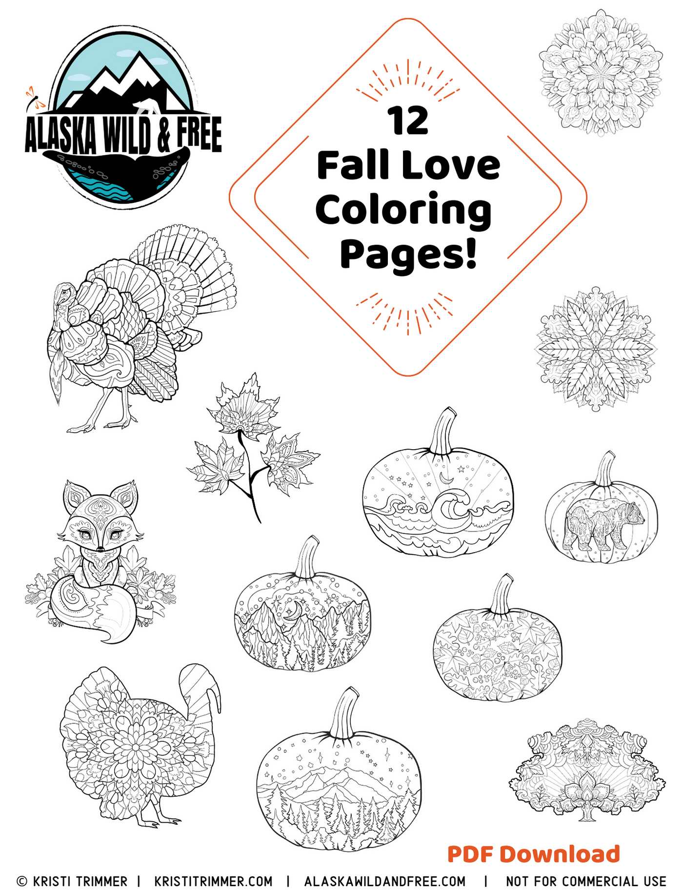 Color fall love coloring pages â alaska wild free