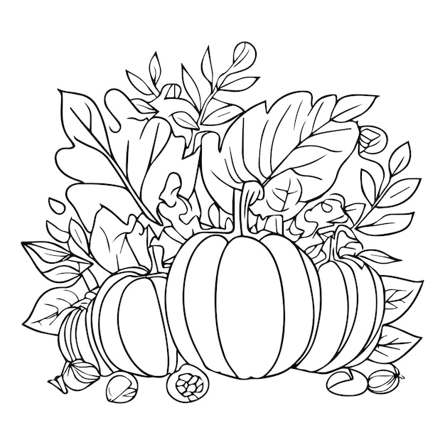 Premium vector free printable coloring pages hand drawing autumn coloring shee harvest autumn coloring pages