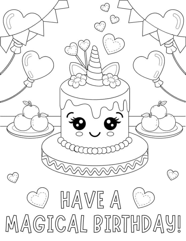 Free printable happy birthday coloring pages for kids