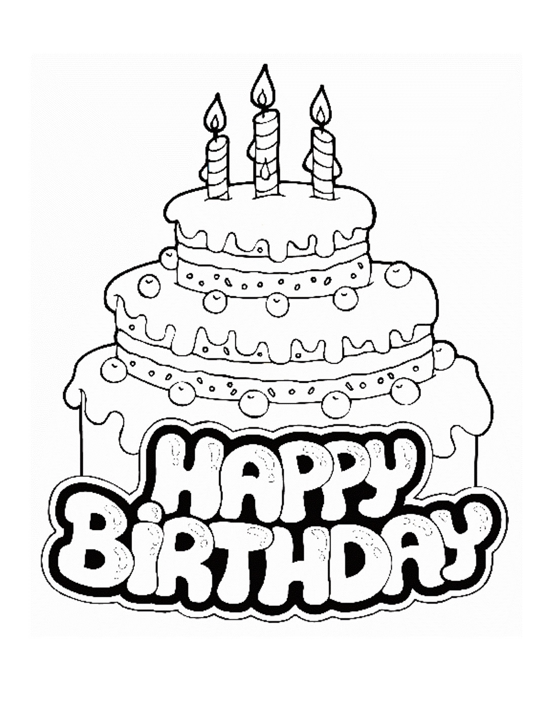 Free printable birthday cake coloring pages for kids