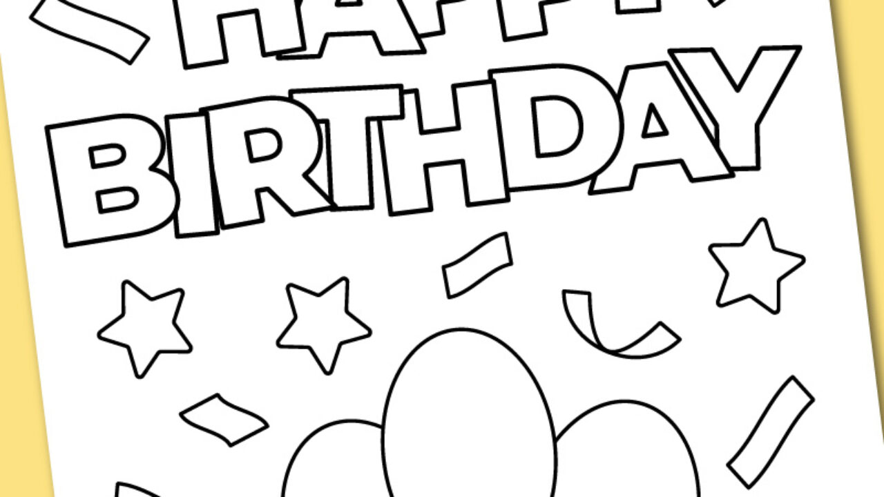 Printable happy birthday coloring card