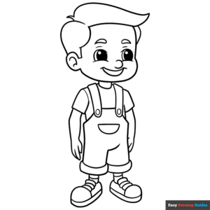 Cartoon boy coloring page easy drawing guides