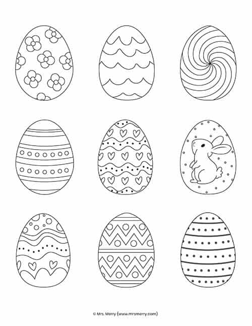 Easter eggs coloring pages free printable mrs merry