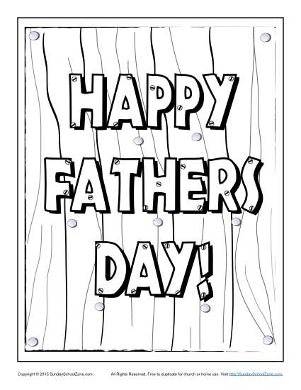 Fathers day coloring pages on sunday school zone