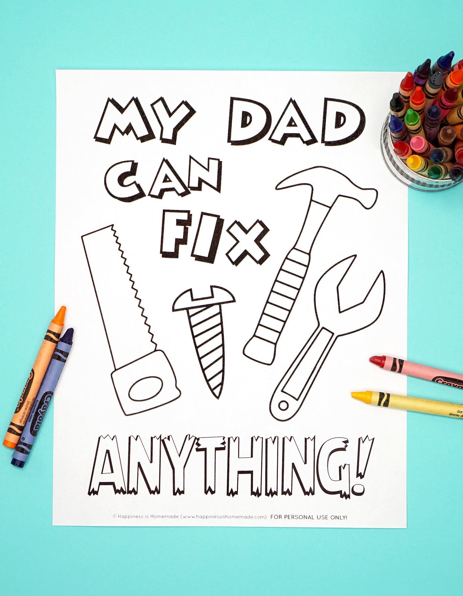 Printable fathers day card coloring page