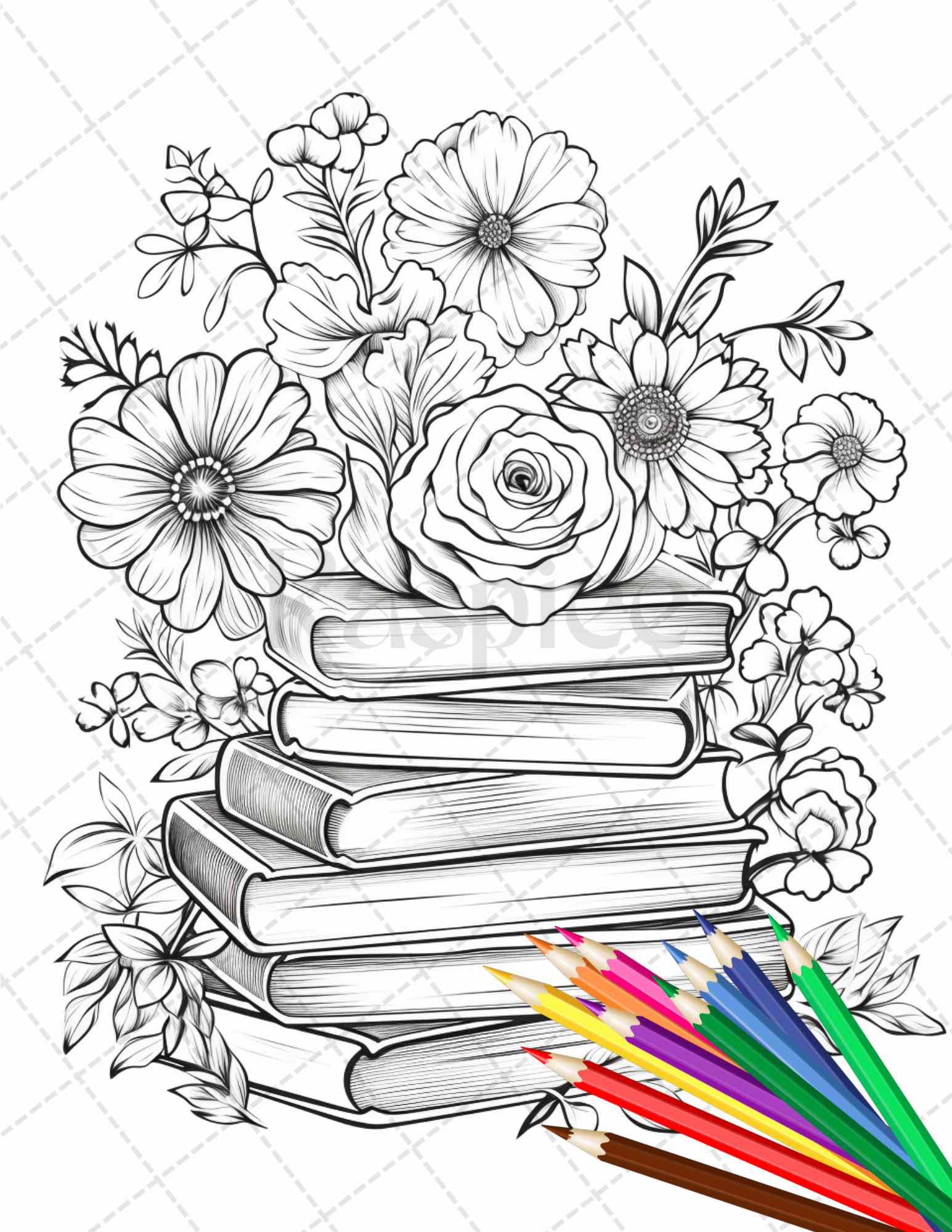 Book flowers coloring pages printable for adults grayscale colorin â coloring