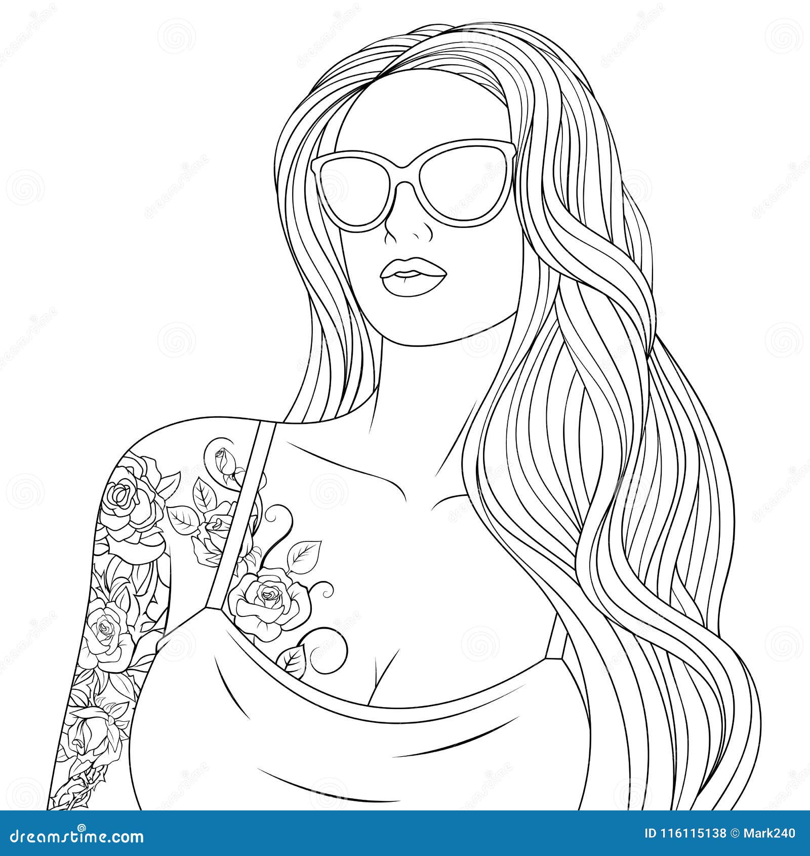 Nbeautiful girl coloring pages stock vector