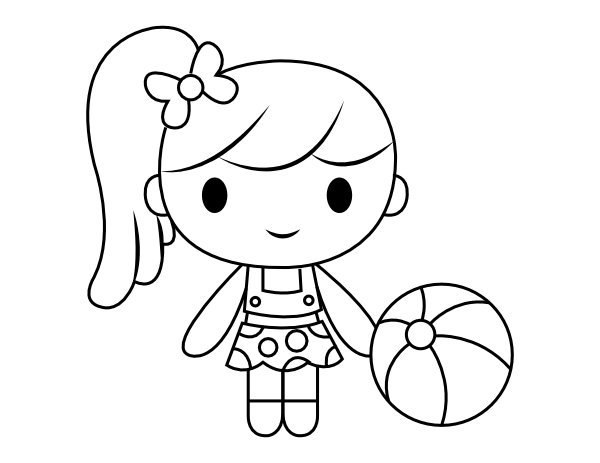 Printable summer girl coloring page