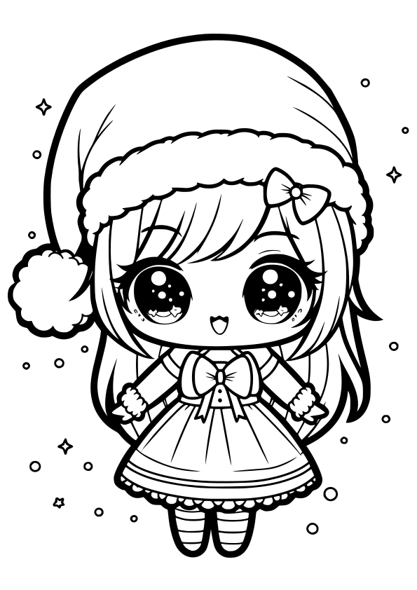 Christmas girl drawing for coloring page free printable nurieworld