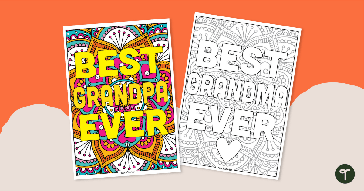 Grandparents day colouring pages teach starter