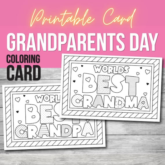 Grandparents day coloring cards printable grandma grandpa card kids coloring activity printable pdf