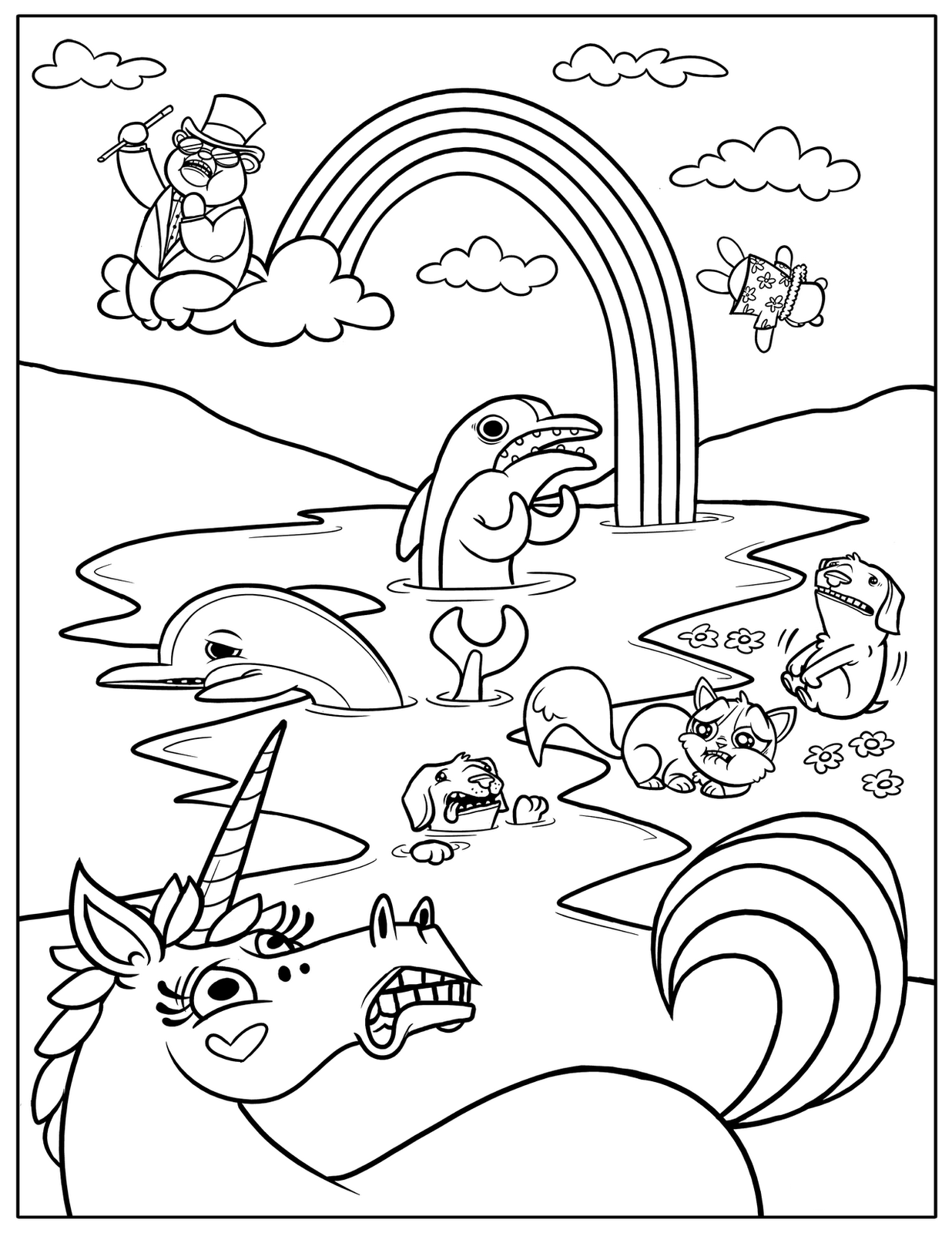 Free printable rainbow coloring pages for kids