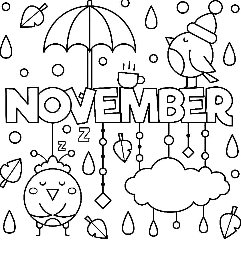 November free printable coloring page