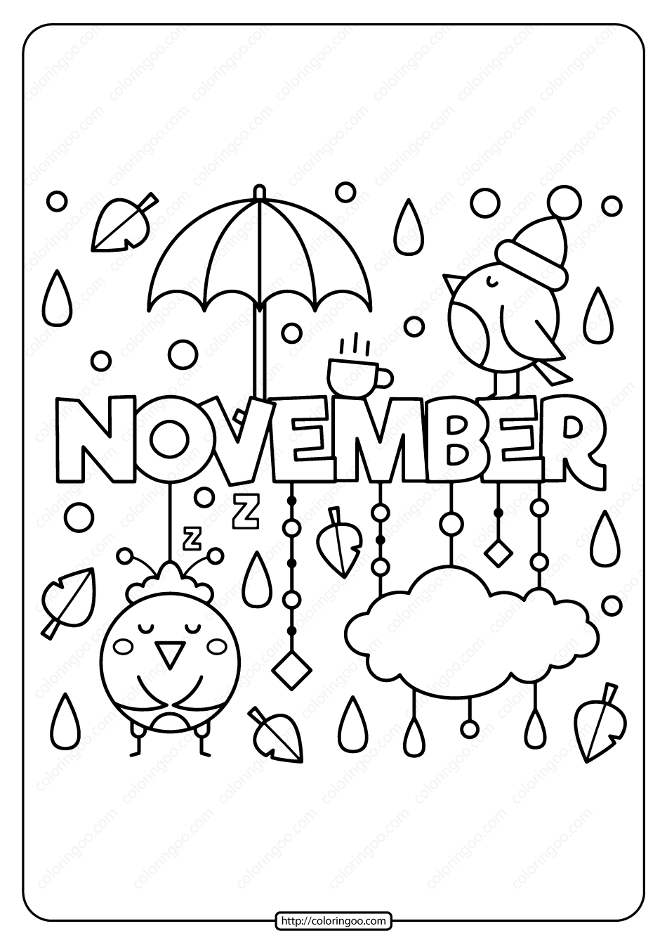 Free printable november pdf coloring page