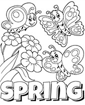 Printable spring coloring page with a snail