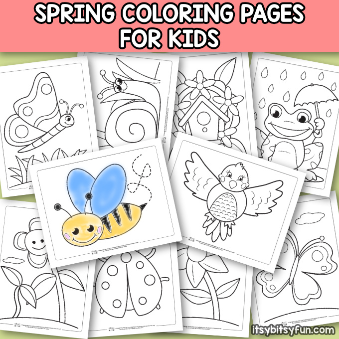 Spring coloring pages for kids