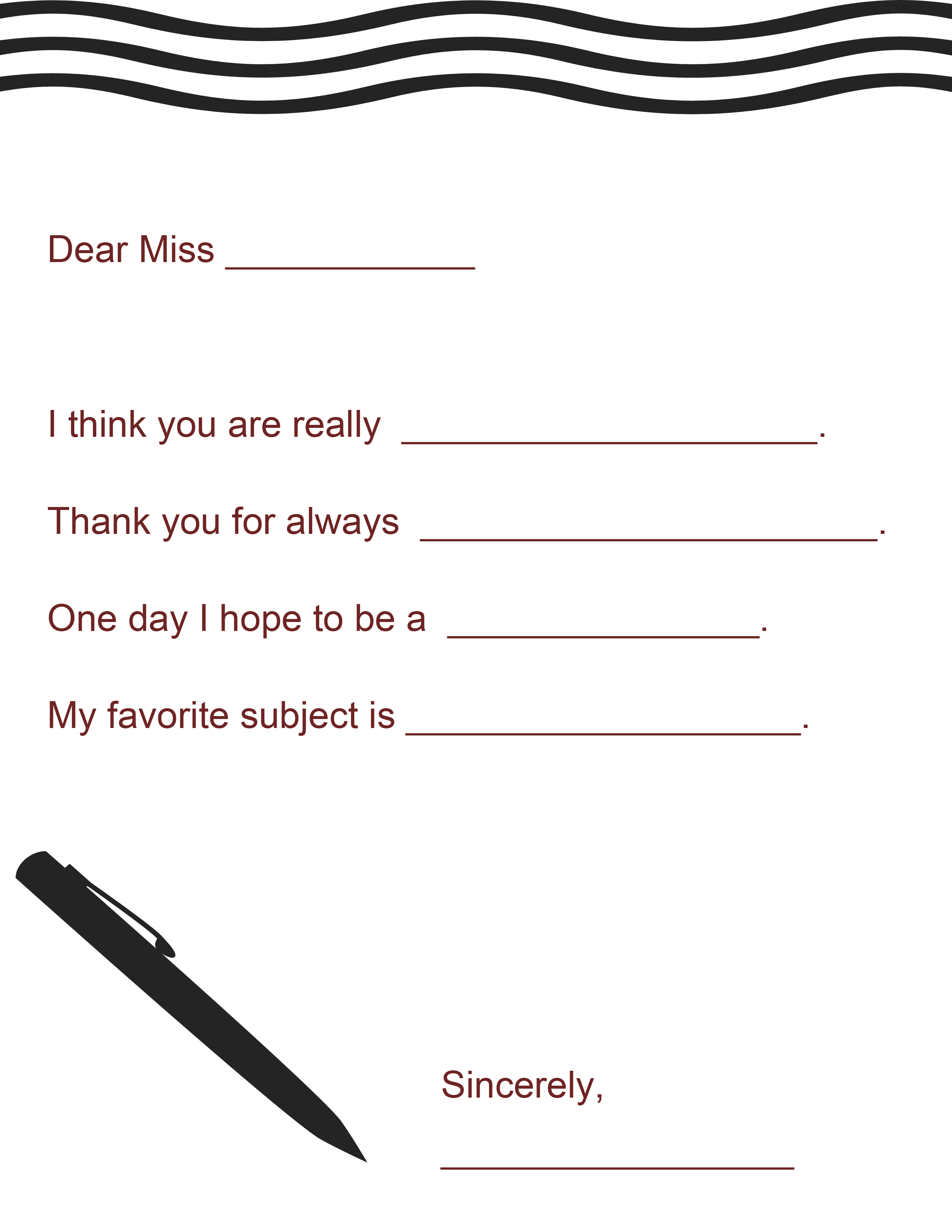 Teacher appreciation gift a letter to your teacher printable