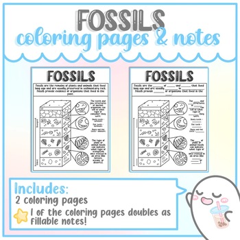 Fossils fossil column coloring pagenotes d by misos classroom