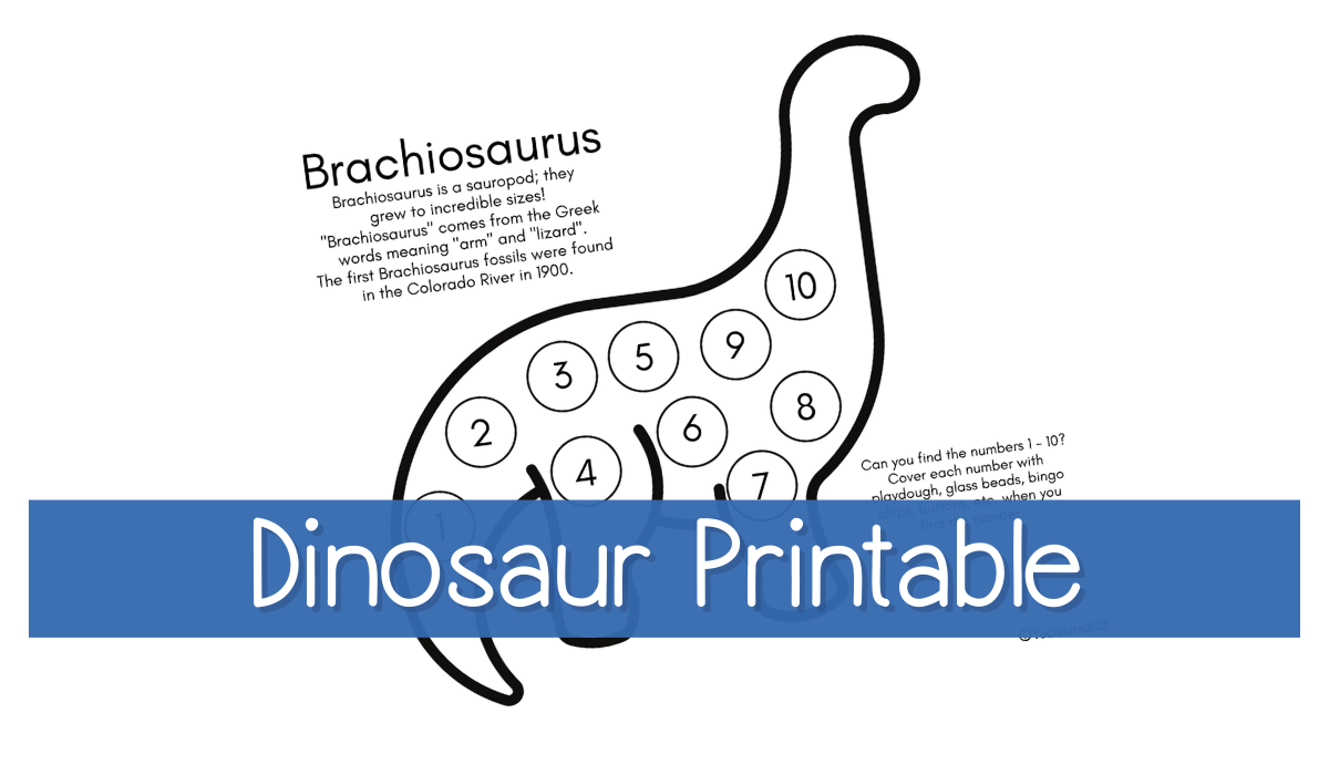 Dinosaur printable coloring pages for learning numbers