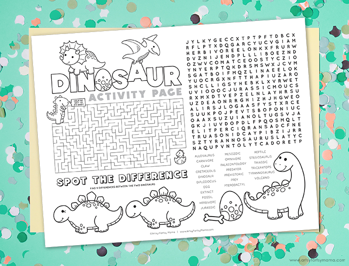 Free printable dinosaur activity page artsy