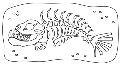 Fish fossil coloring page free printable coloring pages