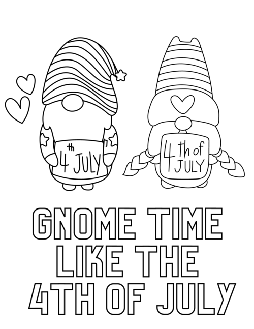 Free printable th of july gnomes coloring pages