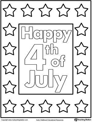 Free happy th of july poster coloring page