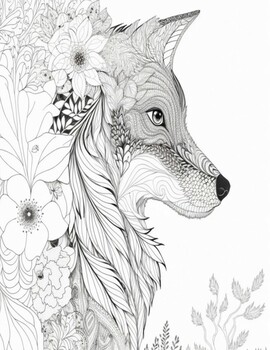 Printable fox zen tangle coloring pages animals mandala coloring pages