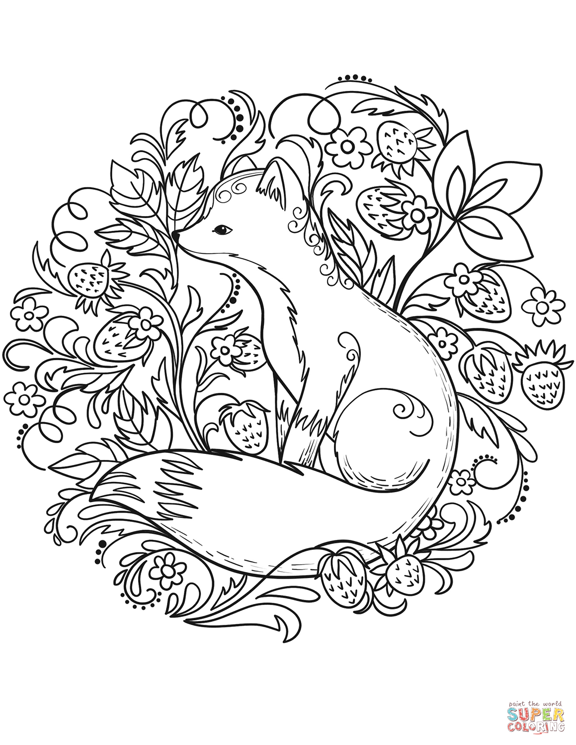 Fox coloring page free printable coloring pages