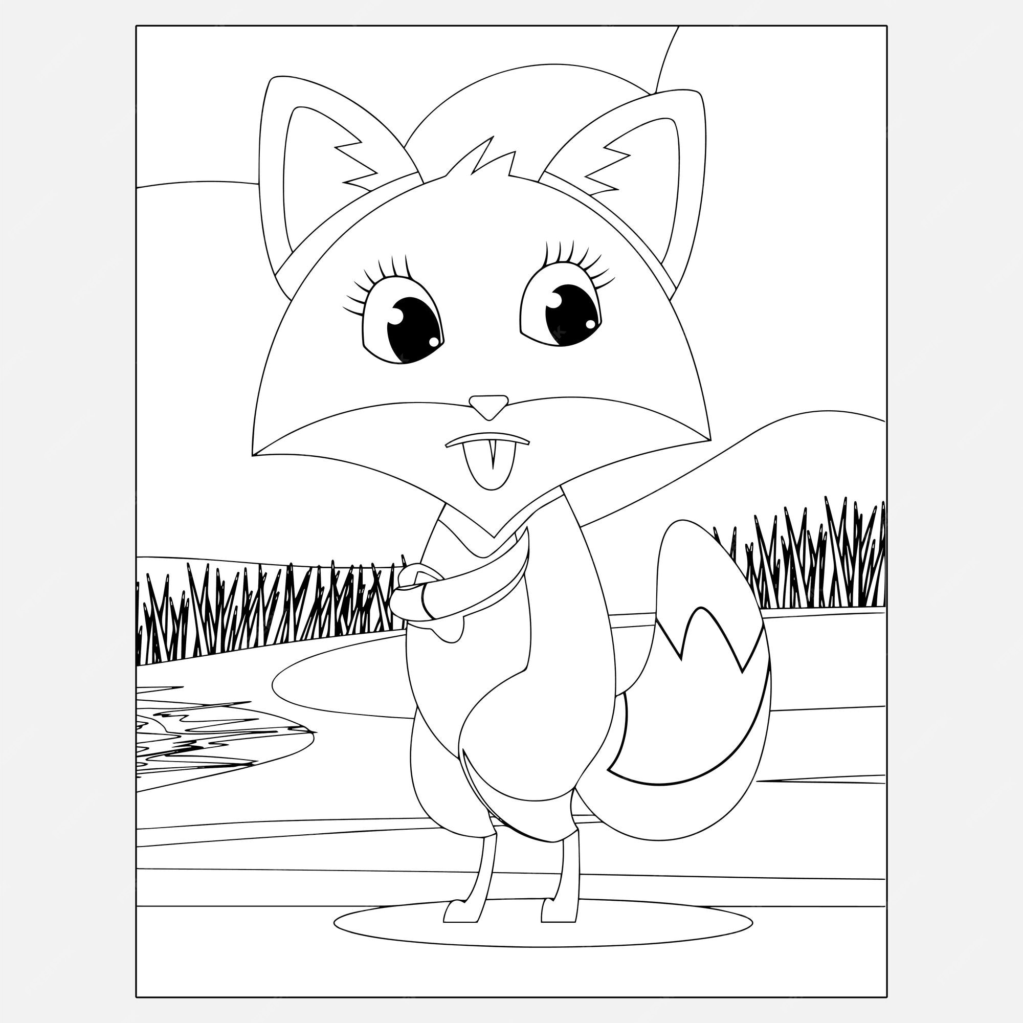 Premium vector printable fox forest animals coloring pages for kids