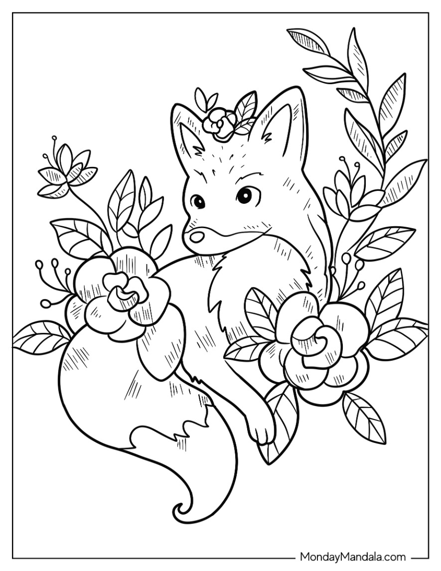 Fox coloring pages free pdf printables