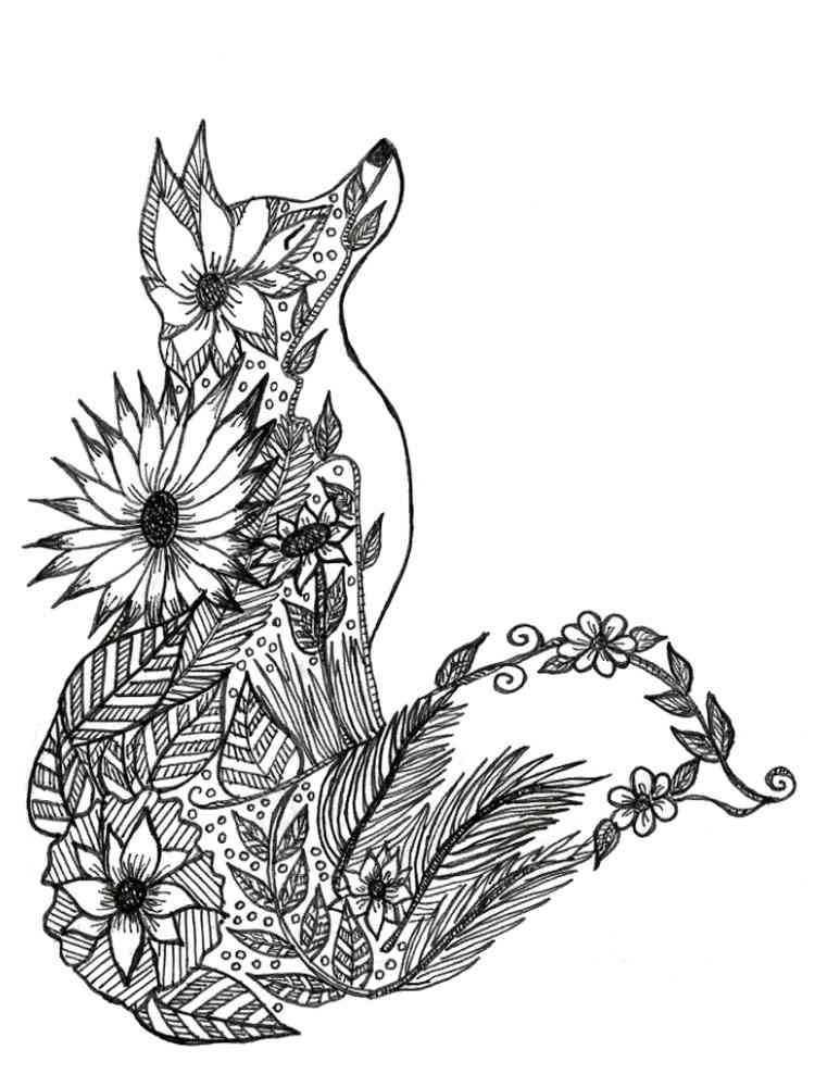 Fox coloring pages for adults