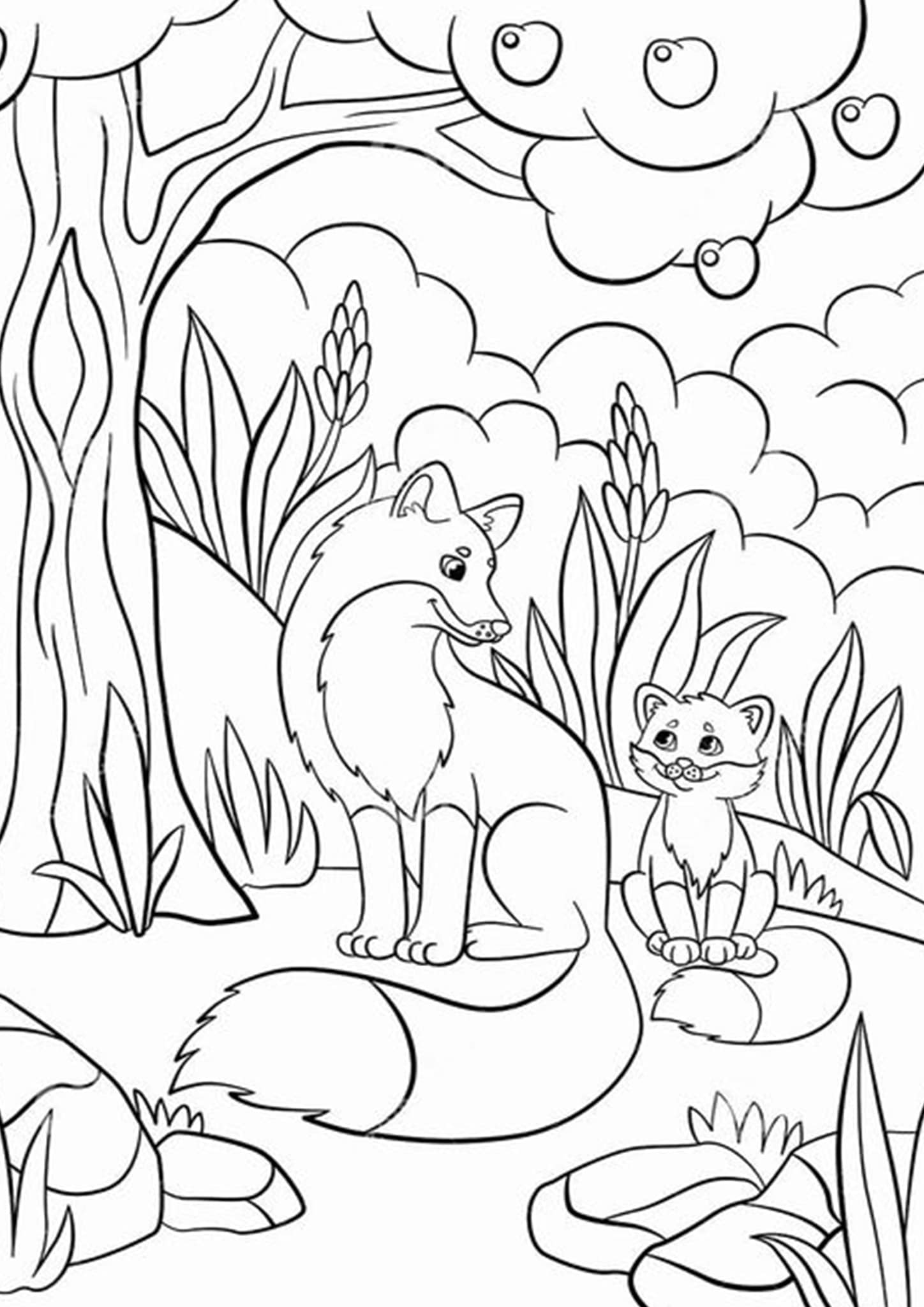 Free easy to print fox coloring pages