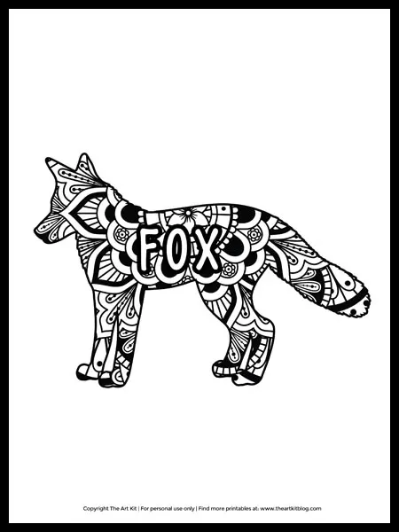 Cute mandala fox coloring page â free printable â the art kit