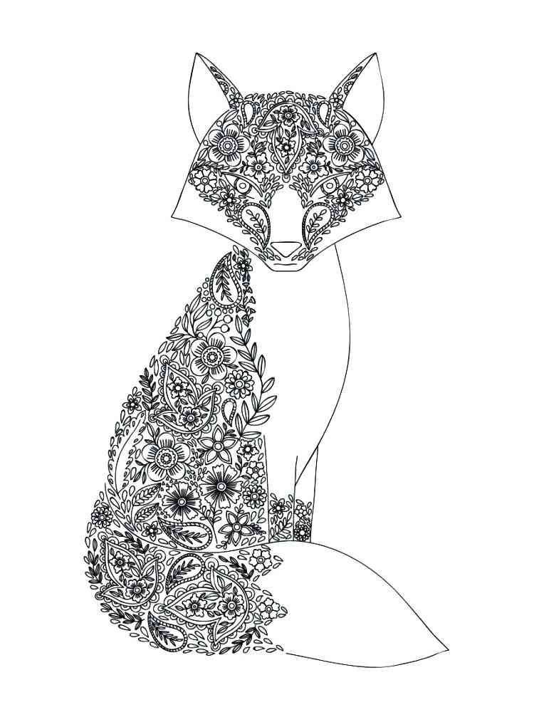 Fox coloring pages for adults