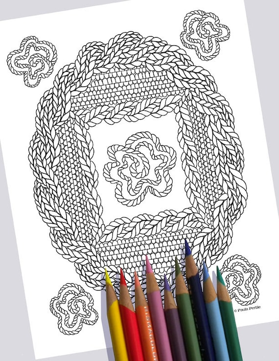 Knit oval frame coloring page printable coloring page drawing of knitting pdf oval frame art